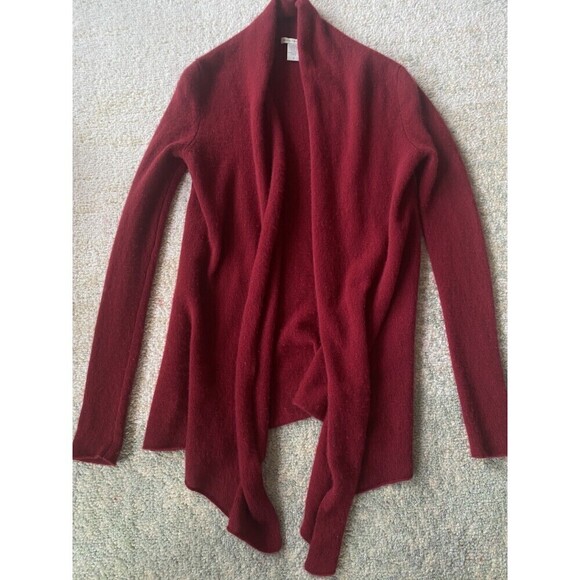 READ! White + Warren Sz S Women's Long Sleeve Cashmere Cardigan Sweater Red Soft - Picture 1 of 8
